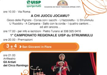 3 e 4 Agosto 2019 – Campionato regionale UISP du STrummulo – Artisti di strada